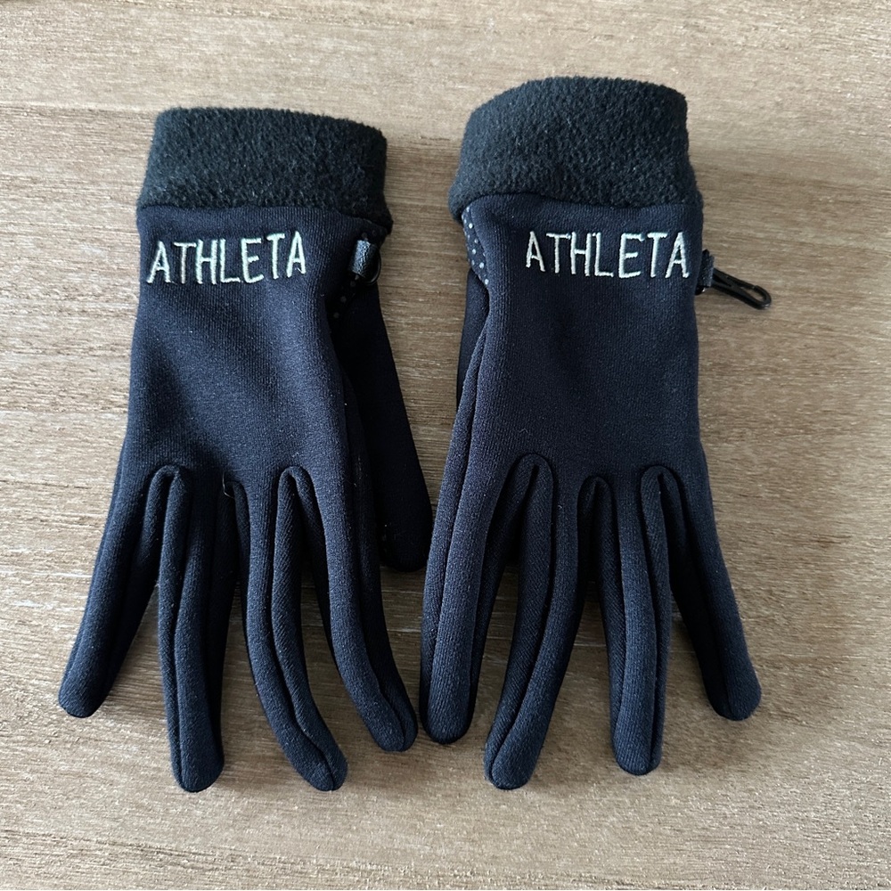 Athleta Black Micro-Fleece Gloves Size S